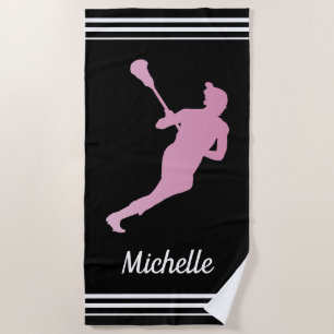 Girls Lacrosse Personalised Beach Towel