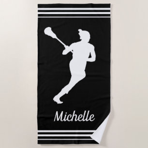 Girls Lacrosse Personalised Beach Towel