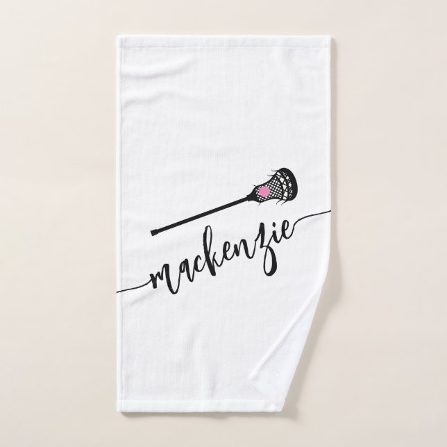 Girls Lacrosse Personalised Name Sports Hand Towel (Hand Towel)