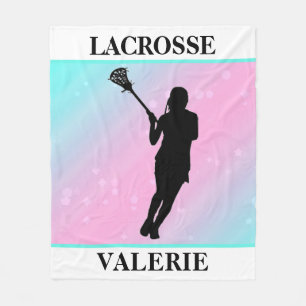 Girls Lacrosse Personalised Pastel Fleece Blanket