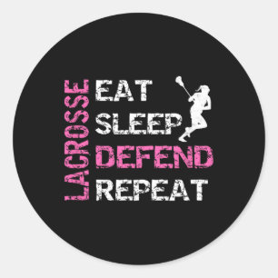 Girls Lacrosse T Shirt Lax Gear Gifts eat Sleep De Classic Round Sticker