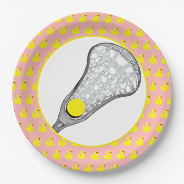 Girls Lacrosse Team Red Paper Plate (Front)