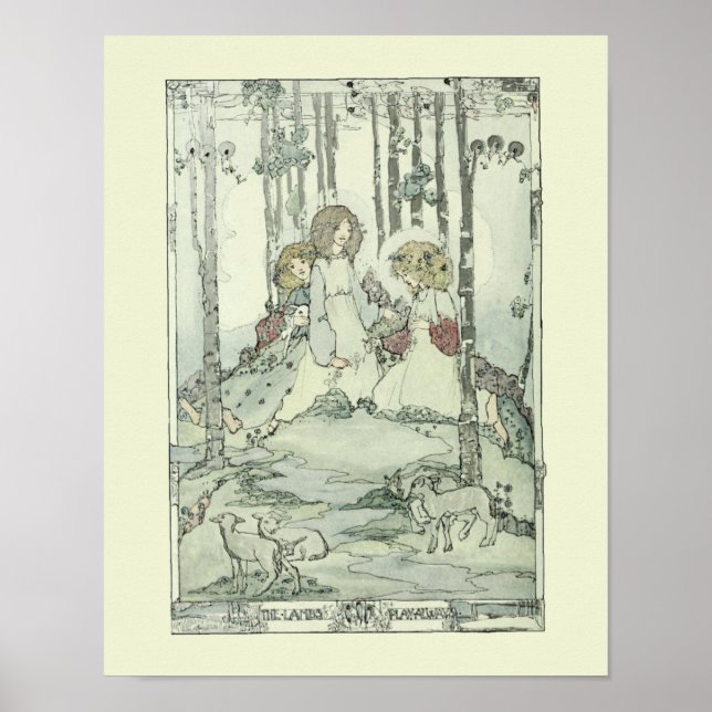 Girls & Lambs by Jessie Marion King Poster (Front)