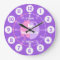 Girls learn to tell time pink purple name clock