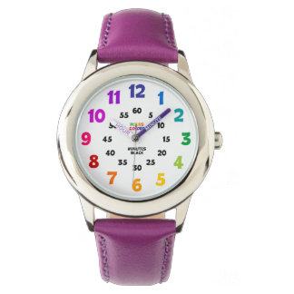 Girls Learn to Tell Time Purple & Rainbow Sport Watch
