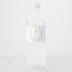 Girls Lemon Bow Blue Floral Water Bottle Label