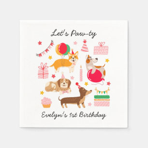 Girl's Let's Pawty Party Ready Dogs Birthday Napkin