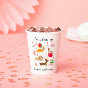 Girl's Let's Pawty Party Ready Dogs Birthday Paper Cups
