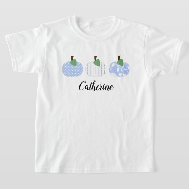Girls Light Blue Pumpkin Trio T-Shirt (Laydown)