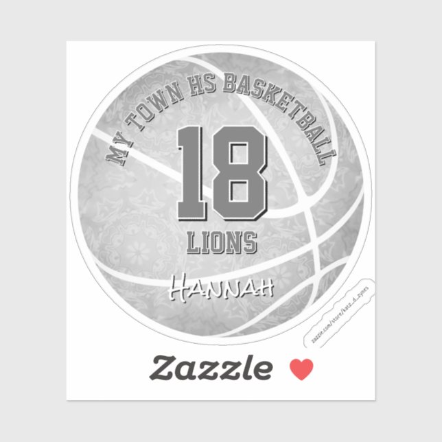 girls light grey basketball with team name (Sheet)