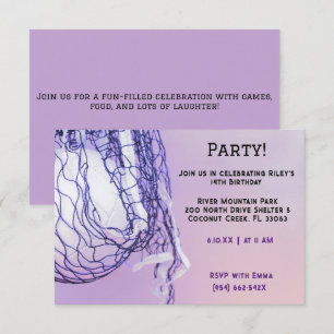 Girls Light  Purple Sports  Volleyball Birthday  Invitation