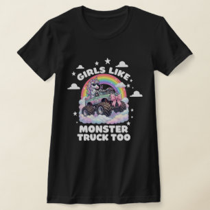 Girls Like Monster Truck Too Unicorn Coquette T-Shirt