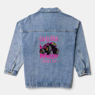 Girls Like Monster Trucks Too for Monster Truck Gi Denim Jacket