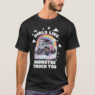 Girls Like Monster Trucks Too Leopard Monster Truc T-Shirt