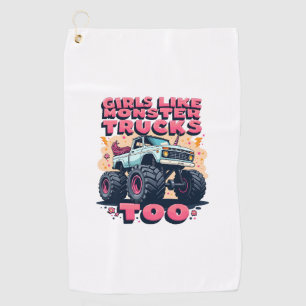 Girls Like Monster Trucks Too Vintage Unicorn Mons Golf Towel