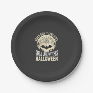 Girls Like Witches Halloween Bat Design_1 Paper Plate