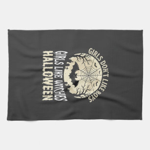Girls Like Witches Halloween Bat Design_1 Tea Towel