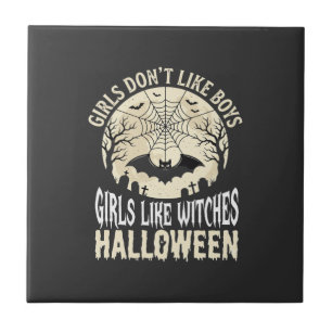 Girls Like Witches Halloween Bat Design_1 Tile