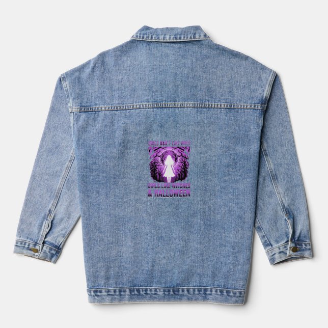 Girls Like Witches Halloween Design Denim Jacket (Back)