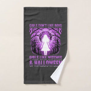 Girls Like Witches Halloween Design Hand Towel