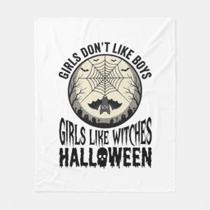 Girls Like Witches Halloween Vintage Vector Design Fleece Blanket