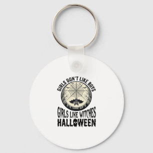 Girls Like Witches Halloween Vintage Vector Design Key Ring