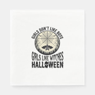 Girls Like Witches Halloween Vintage Vector Design Napkin