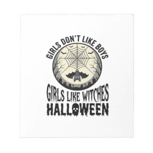 Girls Like Witches Halloween Vintage Vector Design Notepad