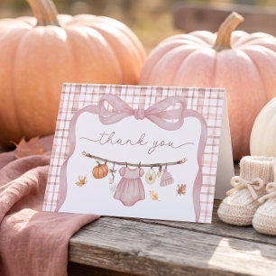 Girl's Little Pumpkin Fall Baby Shower Thank You Card