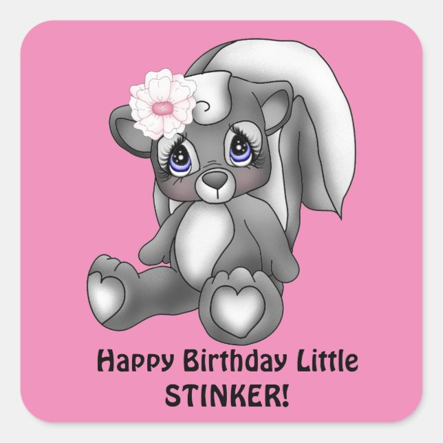 Girls little stinker Birthday sticker (Front)