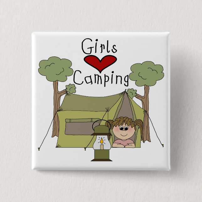 Girls Love Camping 15 Cm Square Badge (Front)