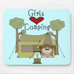 Girls Love Camping Mouse Mat