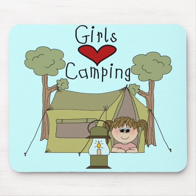 Girls Love Camping Mouse Mat (Front)