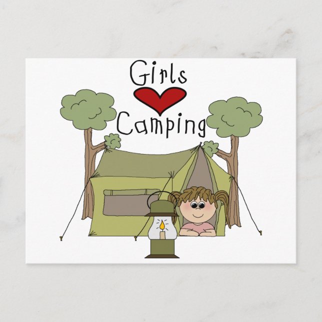 Girls Love Camping Postcard (Front)