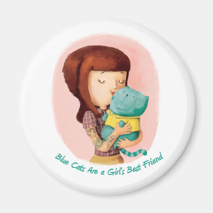 Girls love Cats. Blue Cats Magnet