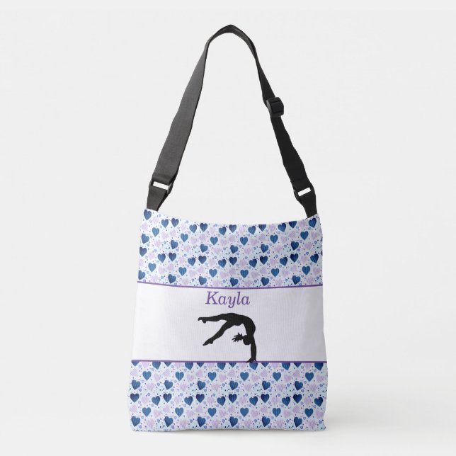 Girls Love Gymnastics Heart Crossbody Bag (Front)