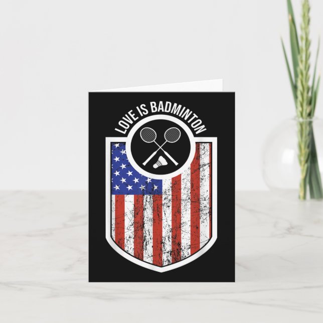 Girls Love Is Badminton Sport Player Gifts Usa Fla Card (Front)