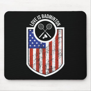 Girls Love Is Badminton Sport Player Gifts Usa Fla Mouse Mat