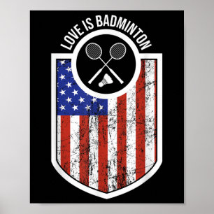 Girls Love Is Badminton Sport Player Gifts Usa Fla Poster