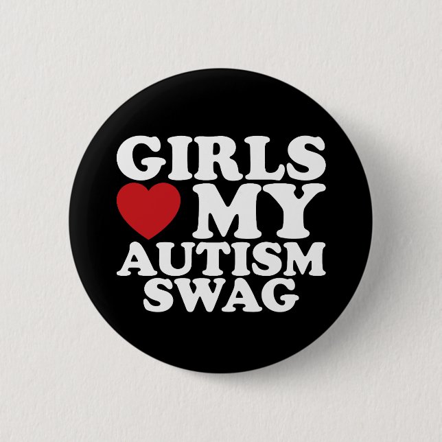 Girls Love My Autism Swag Awareness Heart 6 Cm Round Badge (Front)