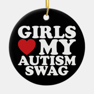 Girls Love My Autism Swag Awareness Heart Ceramic Tree Decoration