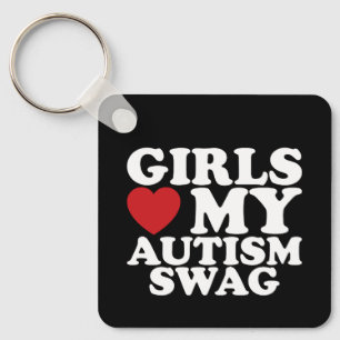 Girls Love My Autism Swag Awareness Heart Key Ring