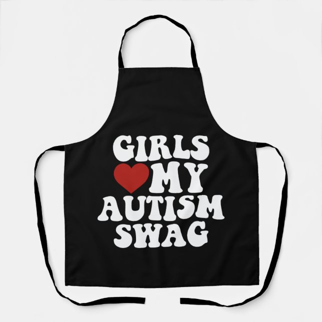Girls Love My Autism Swag Funny Autistic Boy Gifts Apron (Front)