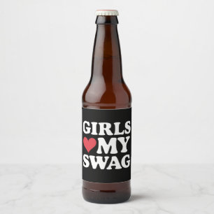 Girls Love My Swag Heart Valentine's Day Beer Bottle Label