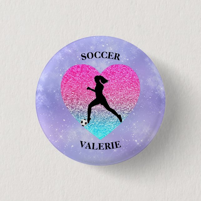 Girls Love Soccer  3 Cm Round Badge (Front)