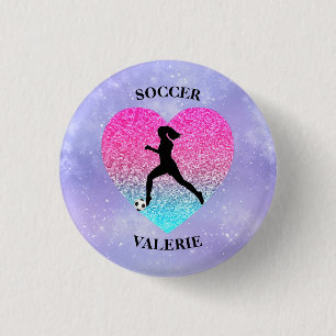 Girls Love Soccer  3 Cm Round Badge