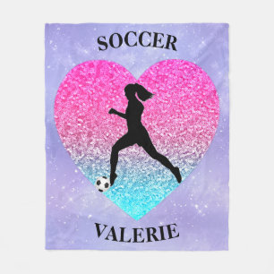 Girls Love Soccer  Fleece Blanket