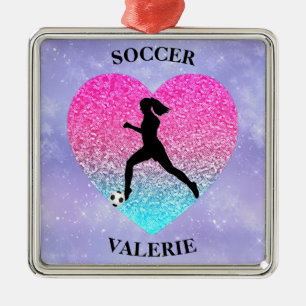 Girls Love Soccer Metal Tree Decoration
