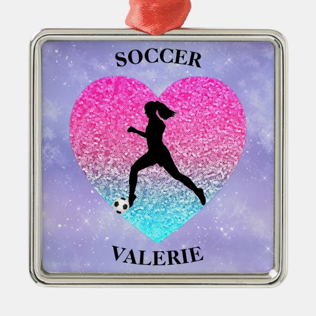 Girls Love Soccer     Metal Tree Decoration (Front)