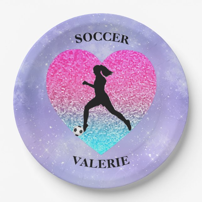 Girls Love Soccer     Paper Plate (Front)